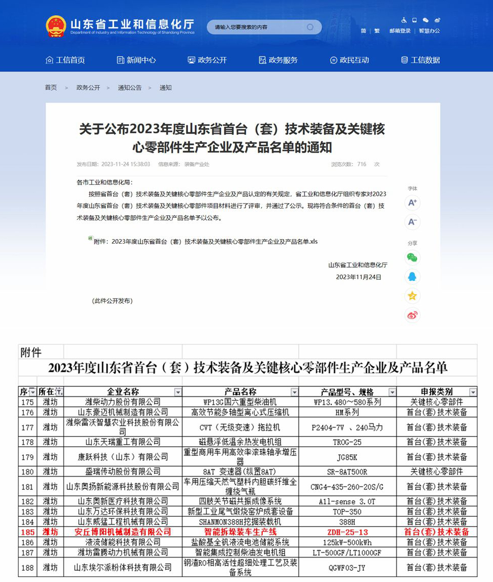 祝賀博陽機(jī)械“智能拆垛裝車線”入選省首臺套技術(shù)裝備